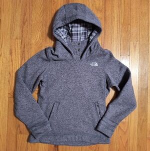 The North Face Purple Pullover Hoodie Sweatshirt, Plaid Detail, Women's Small